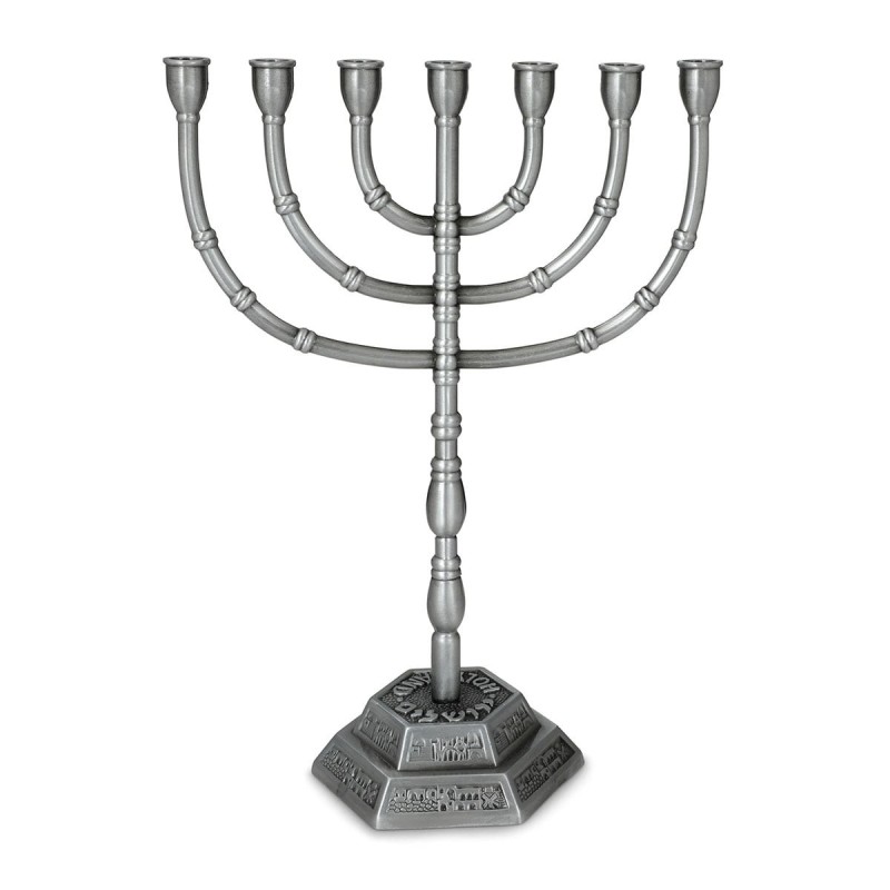 Traditional Ornate 7-Branched Menorah (Variety of Colors)