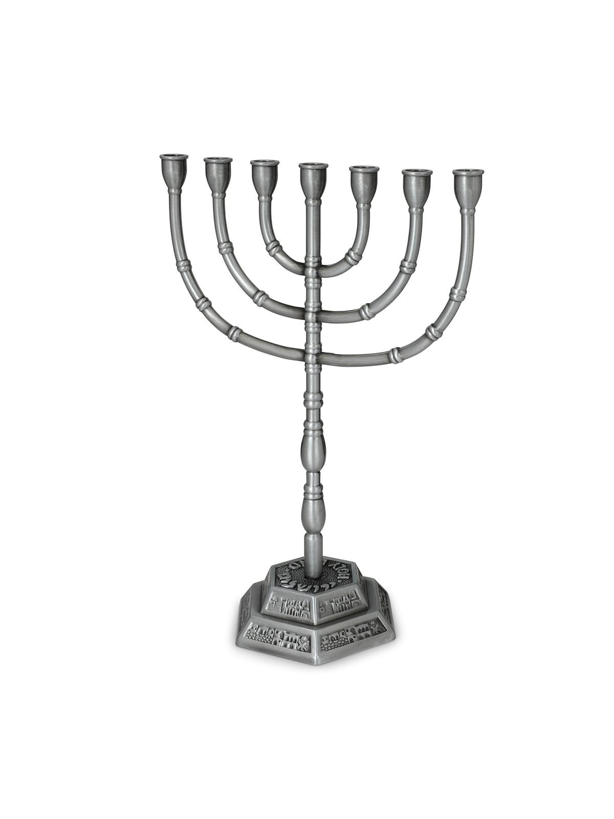 Traditional Ornate 7-Branched Menorah (Variety of Colors)