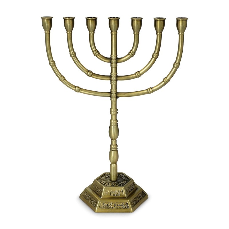 Traditional Ornate 7-Branched Menorah (Variety of Colors)