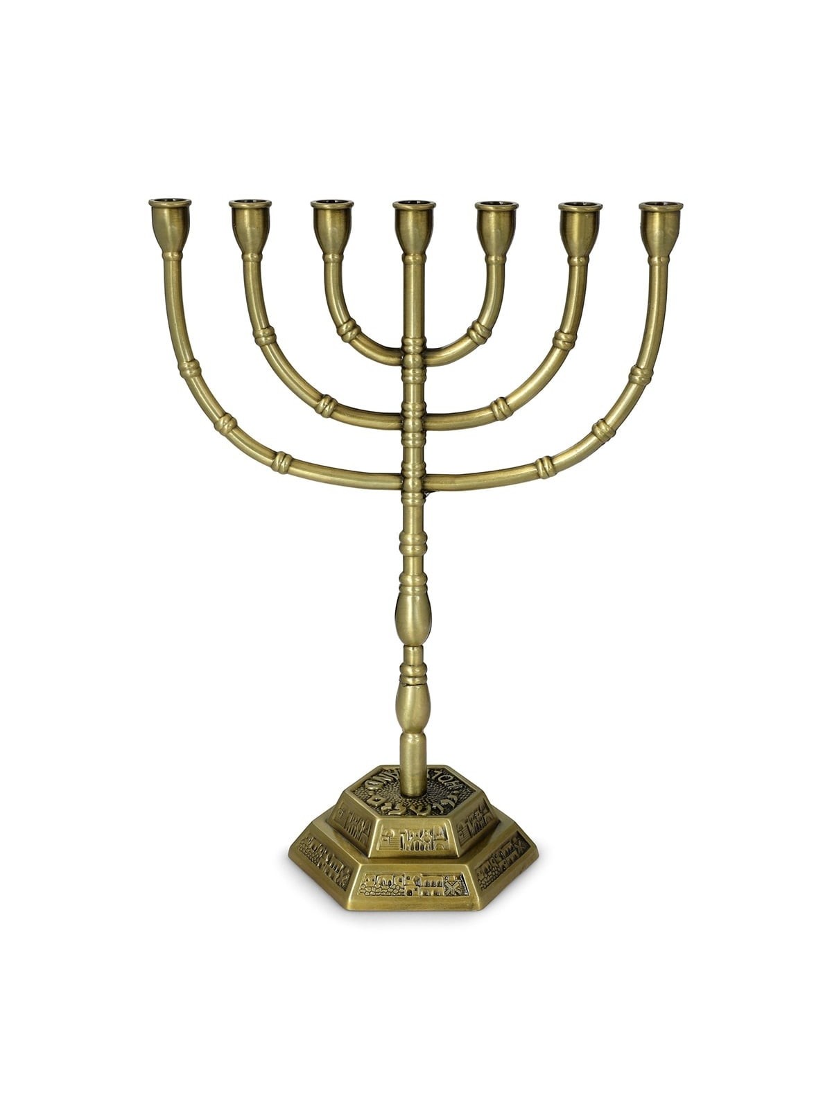Traditional Ornate 7-Branched Menorah (Variety of Colors)