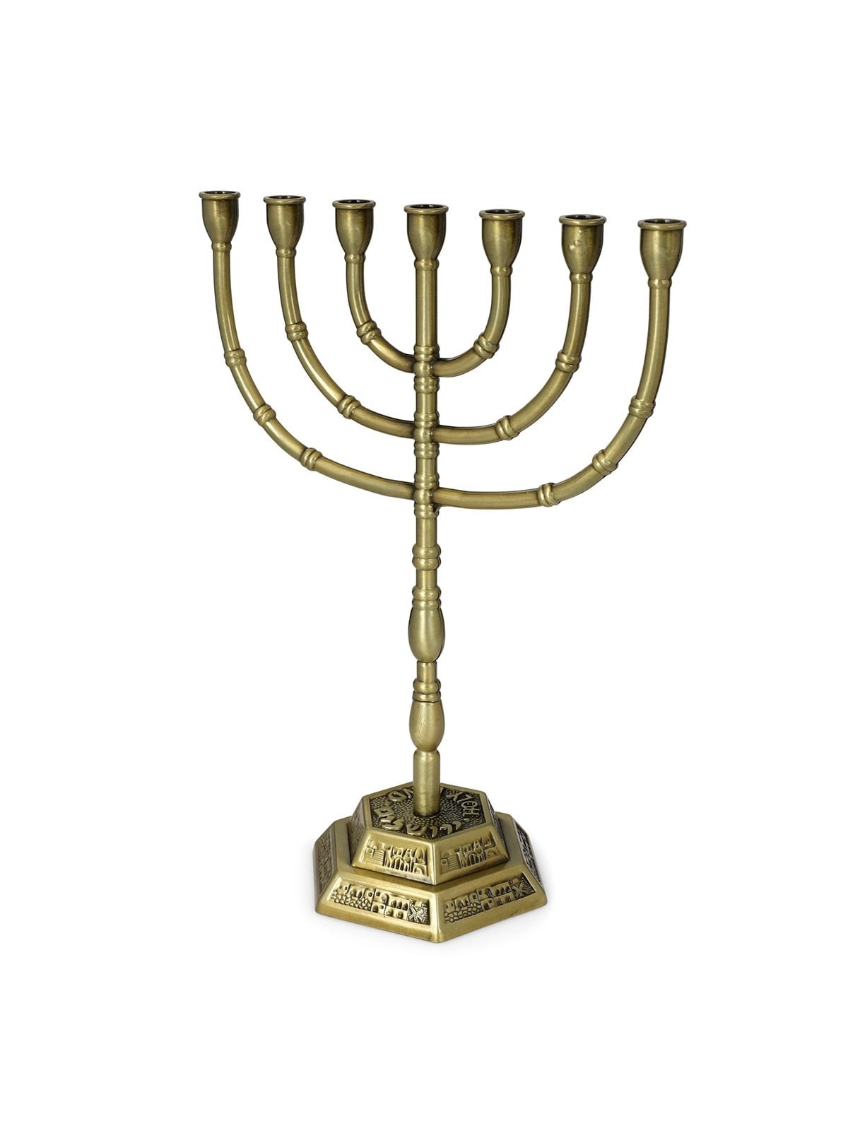 Traditional Ornate 7-Branched Menorah (Variety of Colors)