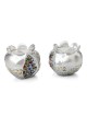 Silver Pomegranate Candlesticks with Colored Jewels and Golden Highlig