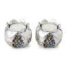 Silver Pomegranate Candlesticks with Colored Jewels and Golden Highlig