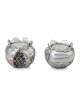 Silver Pomegranate Candlesticks with Colored Jewels and Golden Highlig