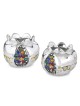 Silver Pomegranate Candlesticks with Colored Jewels and Golden Highlig