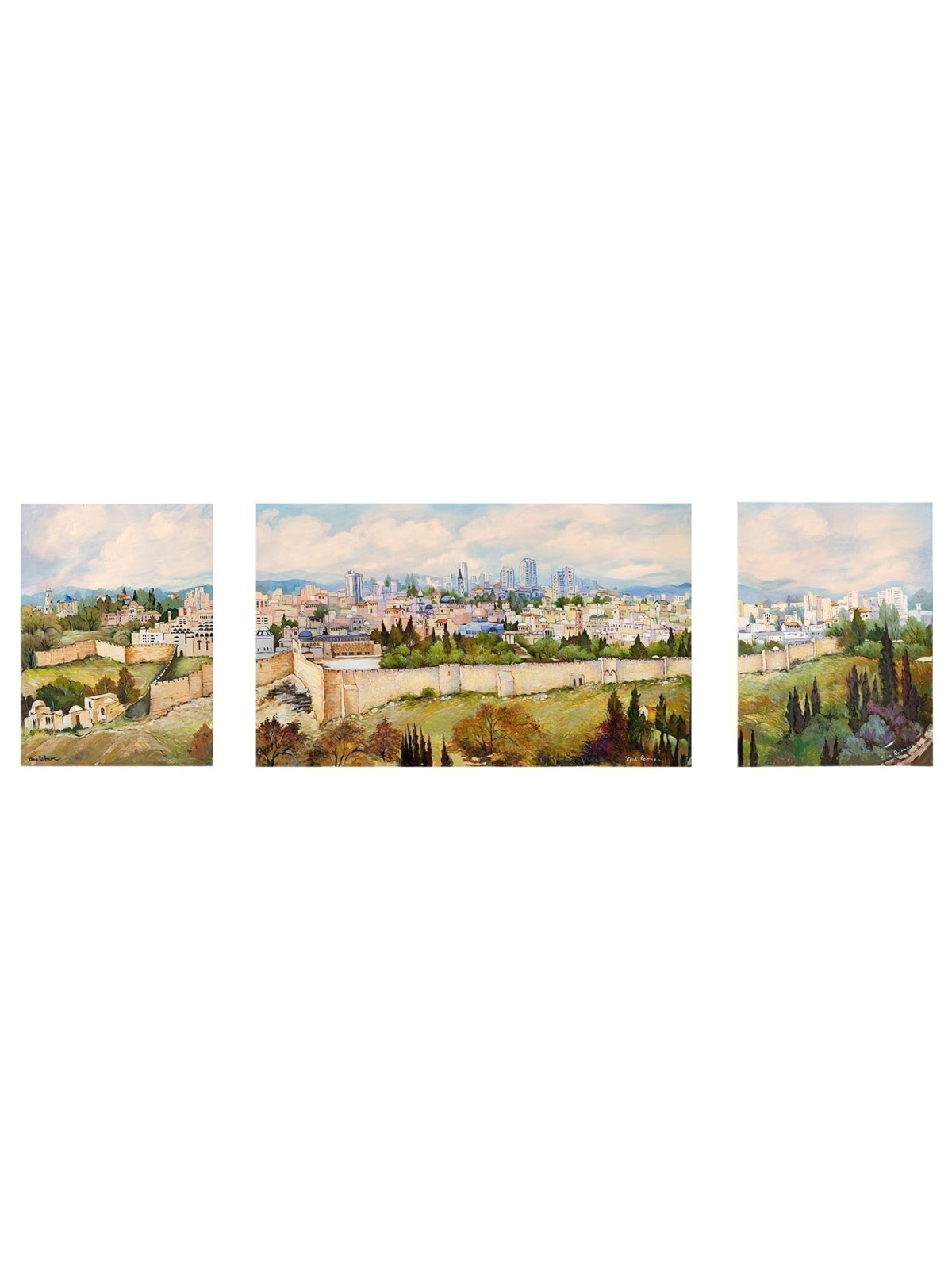 Zina Roitman Triptych Panorama of Jerusalem