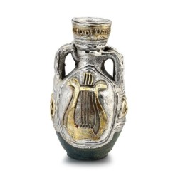 Two-Handle Wine Pitcher Ceramic with Sterling Silver and Ancient Text