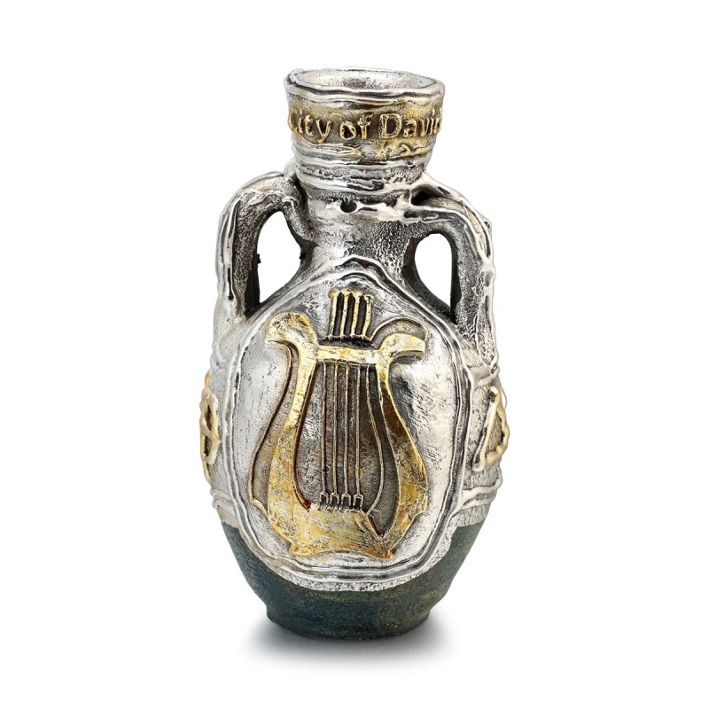 Two-Handle Wine Pitcher Ceramic with Sterling Silver and Ancient Text
