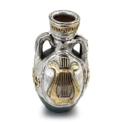Two-Handle Wine Pitcher Ceramic with Sterling Silver and Ancient Text