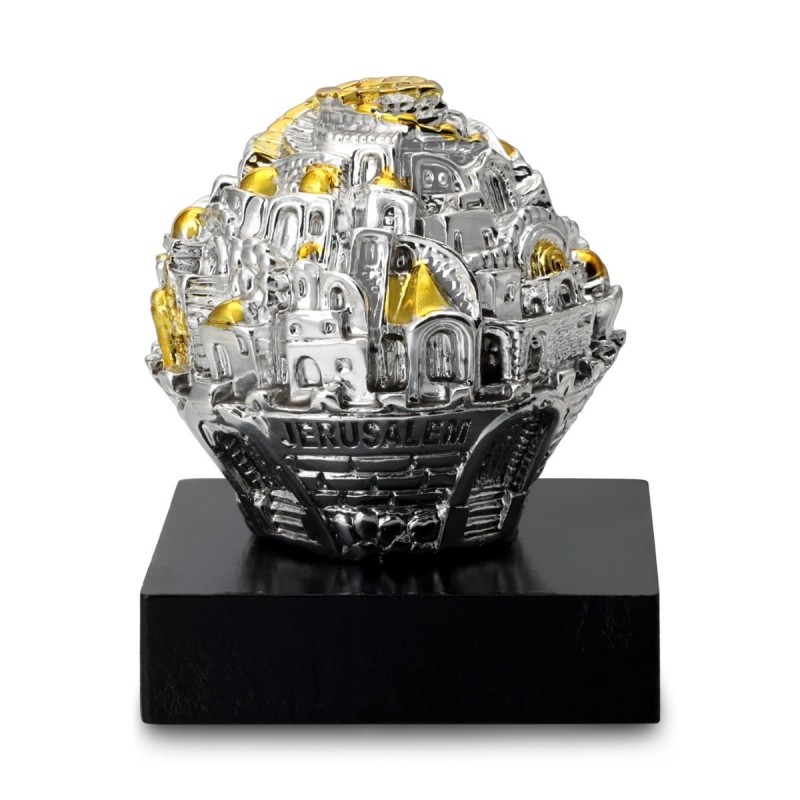 Jerusalem Ball on Base Silver Plated Miniature