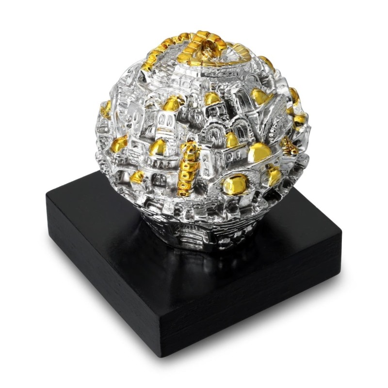 Jerusalem Ball on Base Silver Plated Miniature