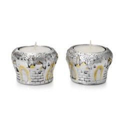 Silver Plated Jerusalem Gates Candlesticks