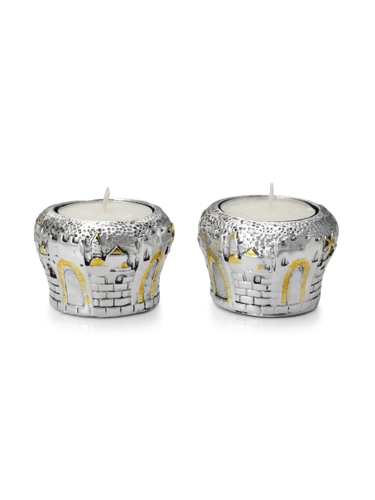 Silver Plated Jerusalem Gates Candlesticks
