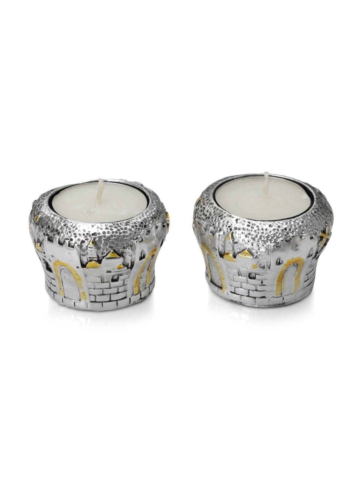 Silver Plated Jerusalem Gates Candlesticks