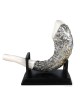 Silver-Plated Ram's Horn Shofar Replica With Jerusalem Design