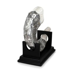 Silver-Plated Ram's Horn Shofar Replica With Jerusalem Design