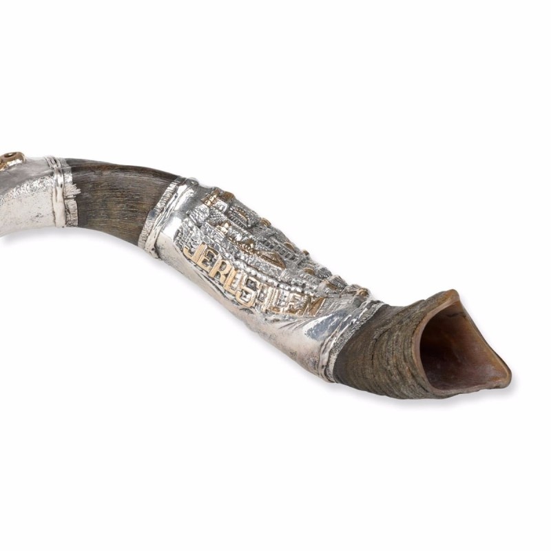 Sterling Silver Plated Yemenite Kudu Shofar - Jerusalem Design (Choice