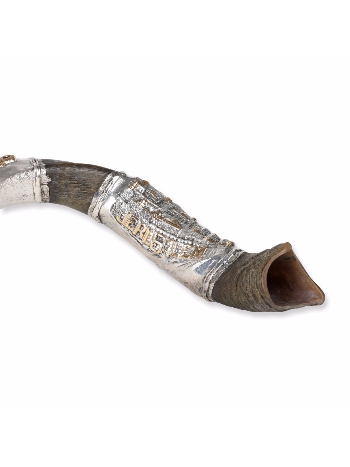 Sterling Silver Plated Yemenite Kudu Shofar - Jerusalem Design (Choice