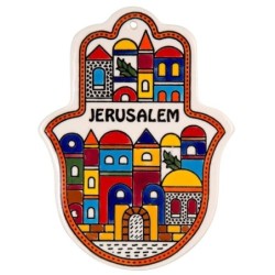 Hamsa Wall Hanging with Jerusalem Design. Armenian Ceramic