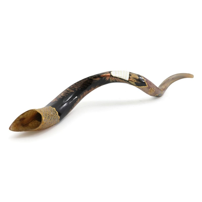 Ten Commandments and Temple Hand Painted Kudu Shofar