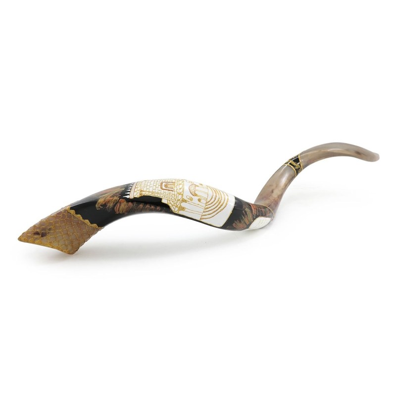 Ten Commandments and Temple Hand Painted Kudu Shofar