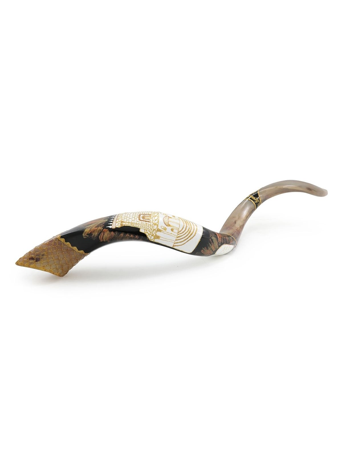 Ten Commandments and Temple Hand Painted Kudu Shofar