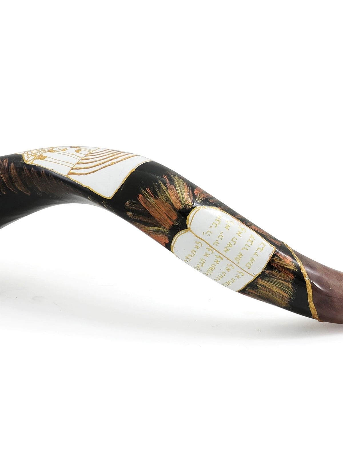 Ten Commandments and Temple Hand Painted Kudu Shofar