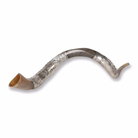 Sterling Silver Plated Yemenite Kudu Shofar - Remember Jerusalem (Choi