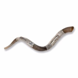 Sterling Silver Plated Yemenite Kudu Shofar - Remember Jerusalem (Choi