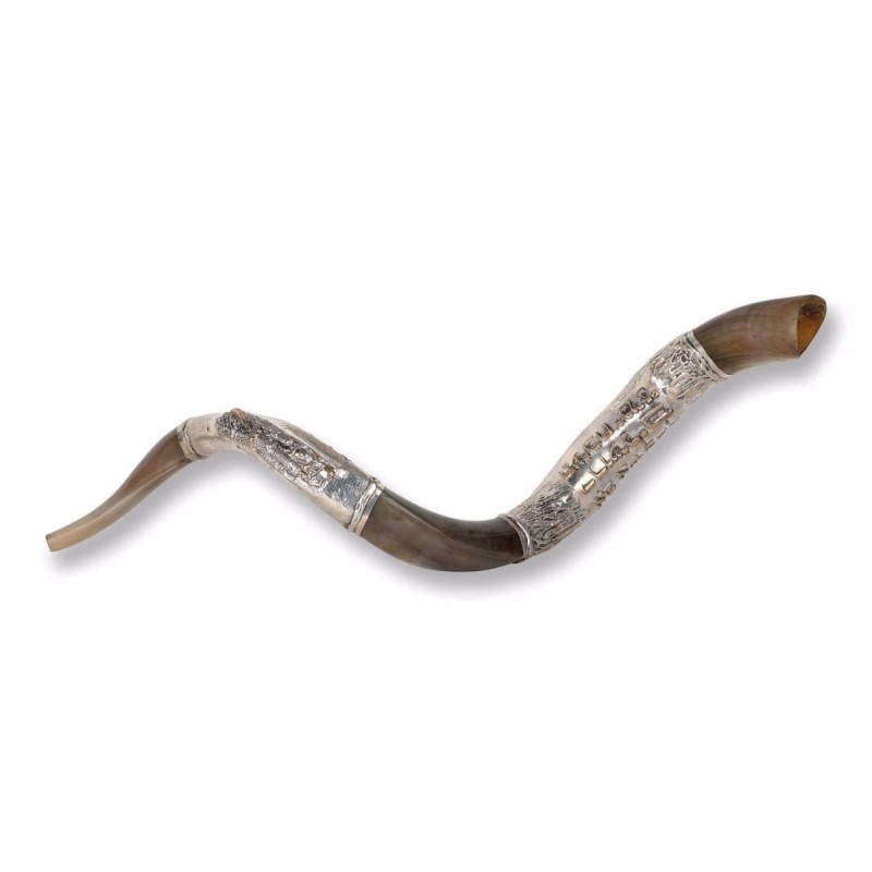 Sterling Silver Plated Yemenite Kudu Shofar - Remember Jerusalem (Choi