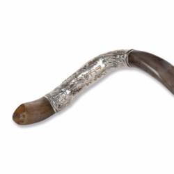 Sterling Silver Plated Yemenite Kudu Shofar - Remember Jerusalem (Choi