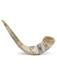 Hand Painted White and Gold Jerusalem Shofar