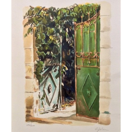 Arie Azene - Green Door in Jerusalem (Hand Signed & Numbered Limited E