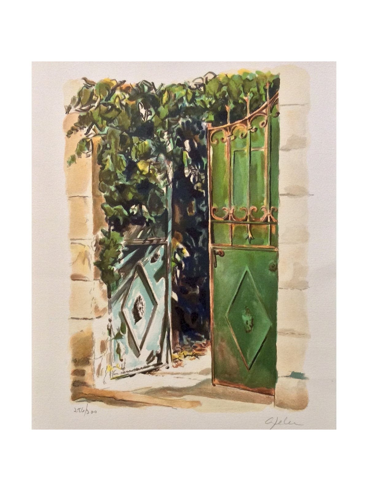 Arie Azene - Green Door in Jerusalem (Hand Signed & Numbered Limited E
