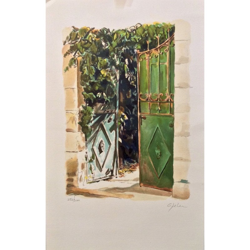 Arie Azene - Green Door in Jerusalem (Hand Signed & Numbered Limited E
