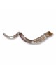 Sterling Silver Plated Yemenite Kudu Shofar - Menorah (Choice of Sizes