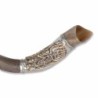 Sterling Silver Plated Yemenite Kudu Shofar - Menorah (Choice of Sizes