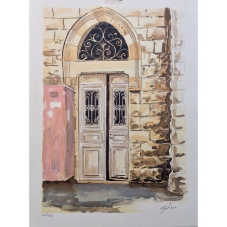 Arie Azene - White Door in Jerusalem (Hand Signed & Numbered Limited E