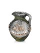 Handcrafted Green Ornamental Ceramic Pitcher With Sterling Silver Jeru