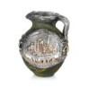 Handcrafted Green Ornamental Ceramic Pitcher With Sterling Silver Jeru
