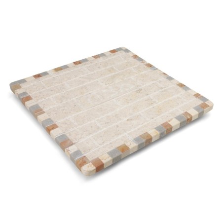 Mosaic Jerusalem Stone Matzah Plate With Western Wall Design