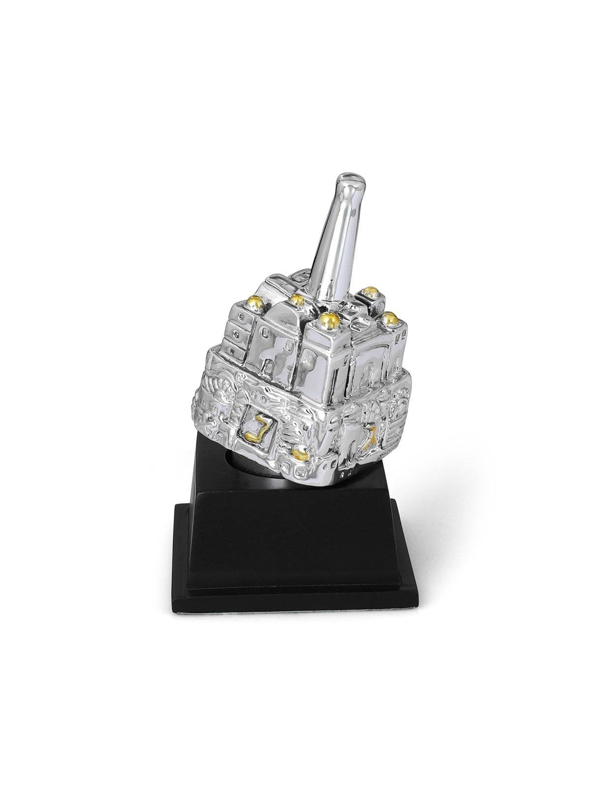 Large Silver-Plated Dreidel With Jerusalem Design