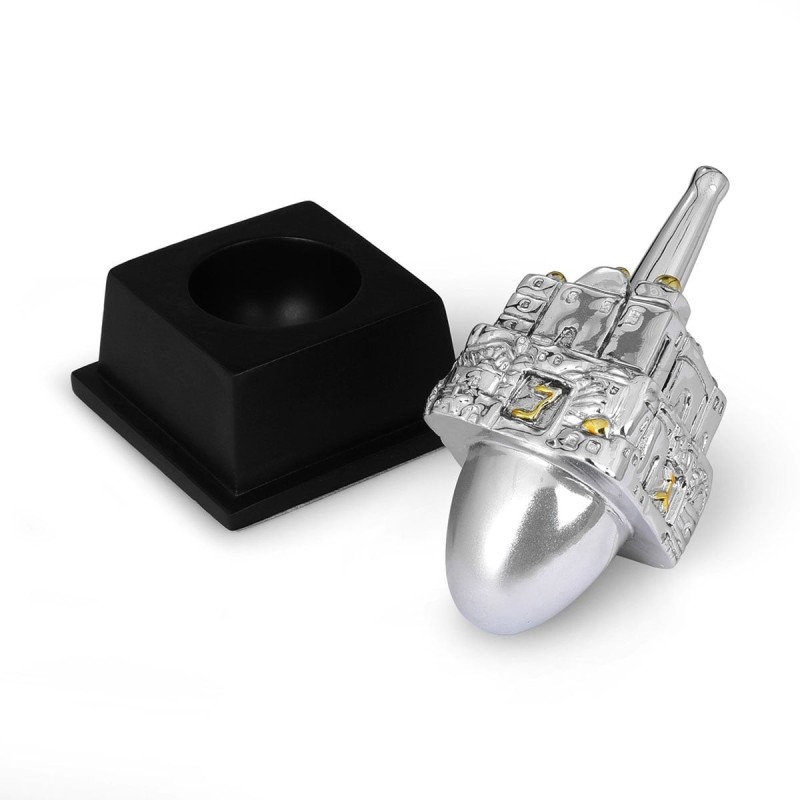 Large Silver-Plated Dreidel With Jerusalem Design