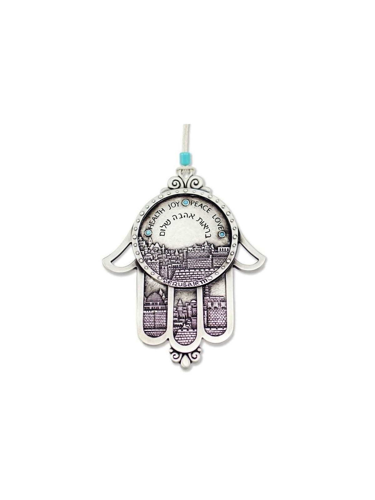 Danon Hamsa Wall Hanging with Jerusalem Motif, Swarovski Crystal and B