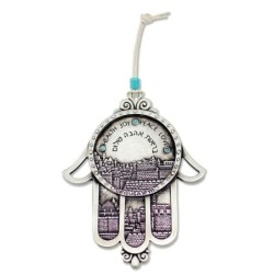 Danon Hamsa Wall Hanging with Jerusalem Motif, Swarovski Crystal and B