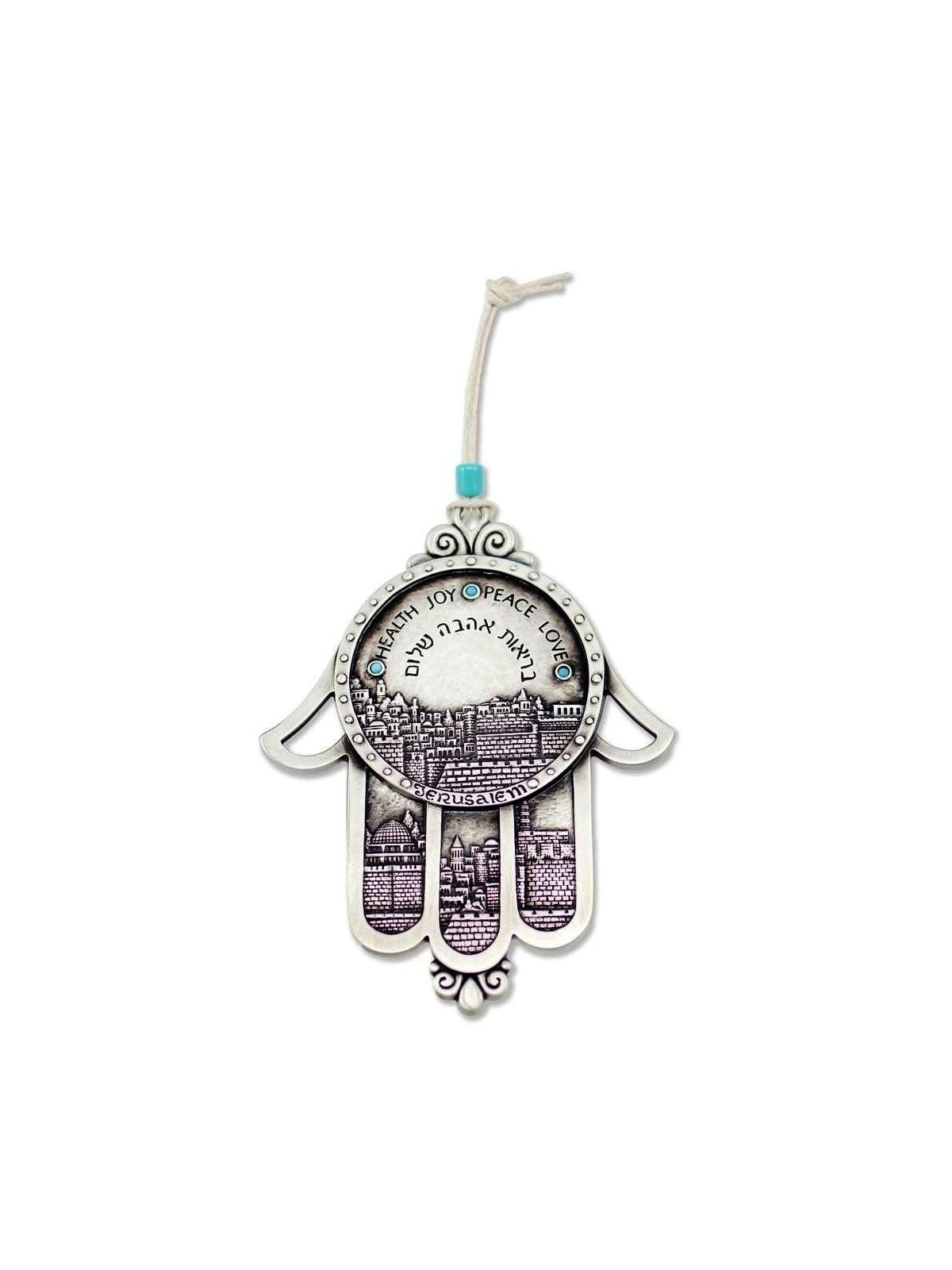 Danon Hamsa Wall Hanging with Jerusalem Motif, Swarovski Crystal and B