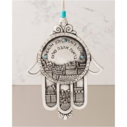 Danon Hamsa Wall Hanging with Jerusalem Motif, Swarovski Crystal and B