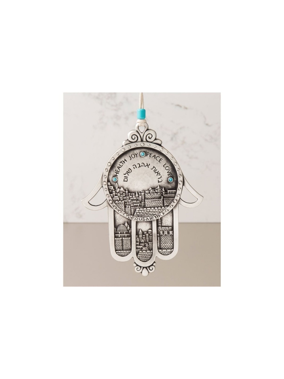 Danon Hamsa Wall Hanging with Jerusalem Motif, Swarovski Crystal and B
