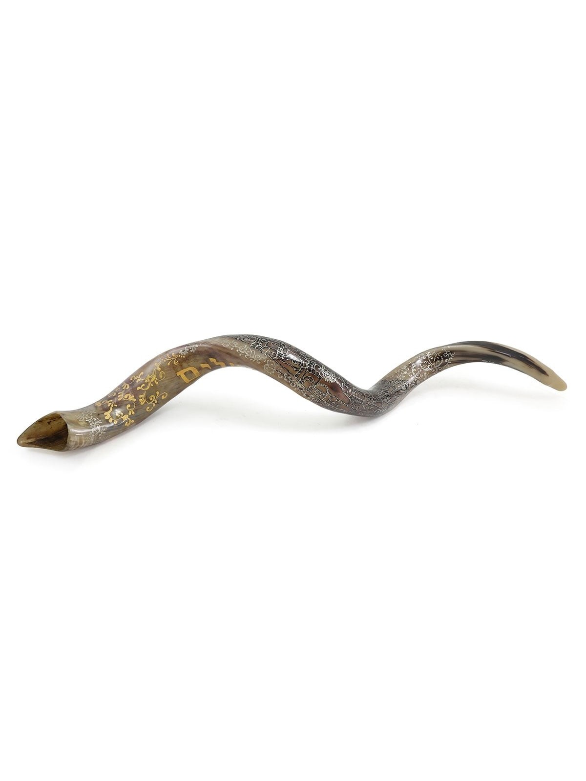 Golden Jerusalem Hand Painted Kudu Shofar
