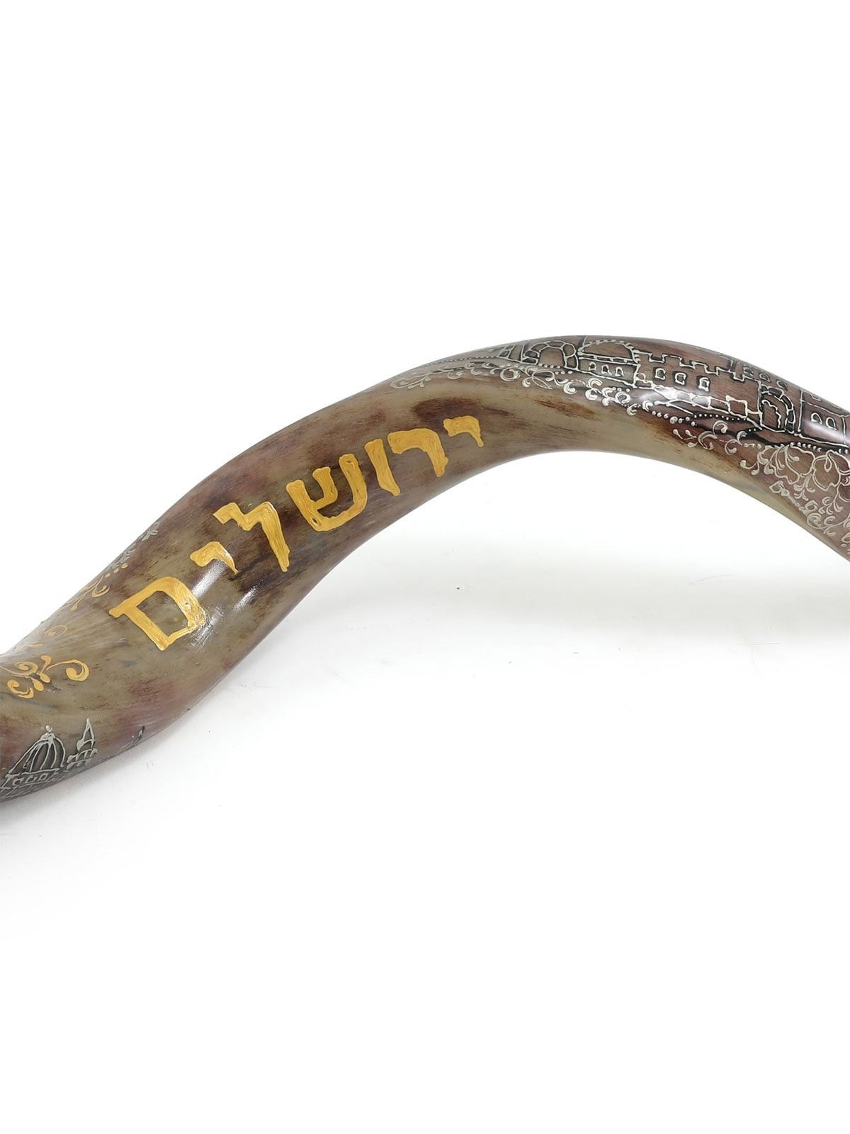 Golden Jerusalem Hand Painted Kudu Shofar